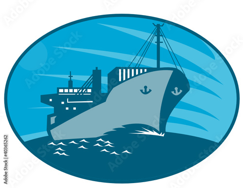 Container Cargo Freighter Ship Retro