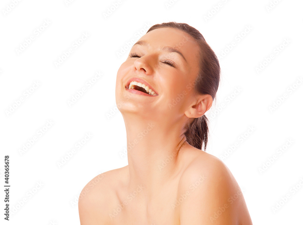A beautiful emotional woman, isolated on white A beautiful emotional woman, isolated on white