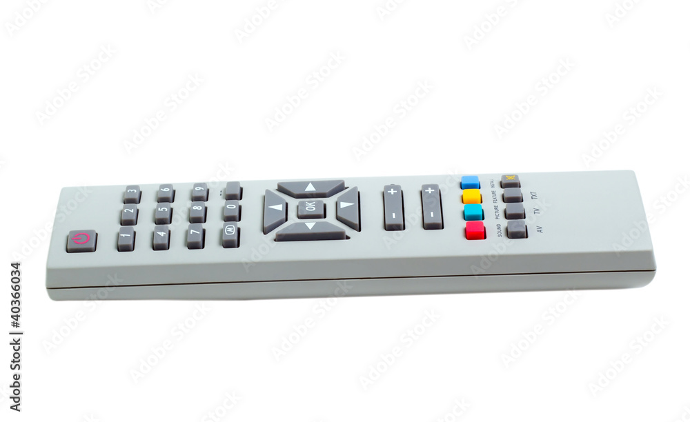 remote control tv silver isolated white background (clipping pat remote control tv silver isolated white background (clipping pat