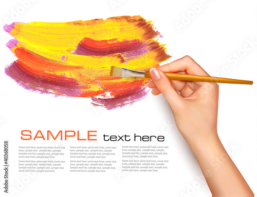 Abstract color background with hand. Vector