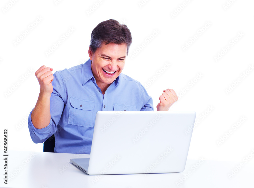 Happy man with laptop computer. Happy man with laptop computer.