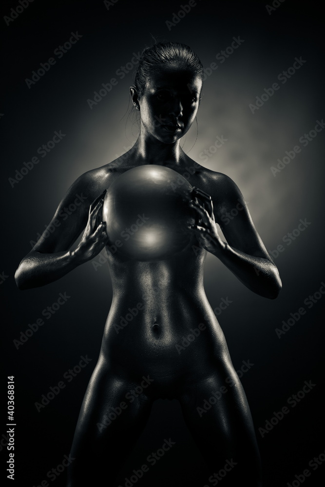 Metallic woman with ball