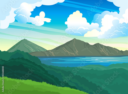 Summer landscape with mountains