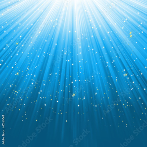 Blue light burst with stars. EPS 8