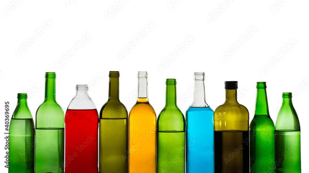 Alcohol drinks bottles isolated on white Alcohol drinks bottles isolated on white