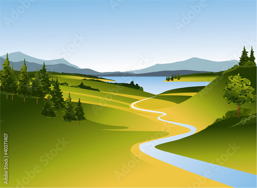 Rural landscape with river