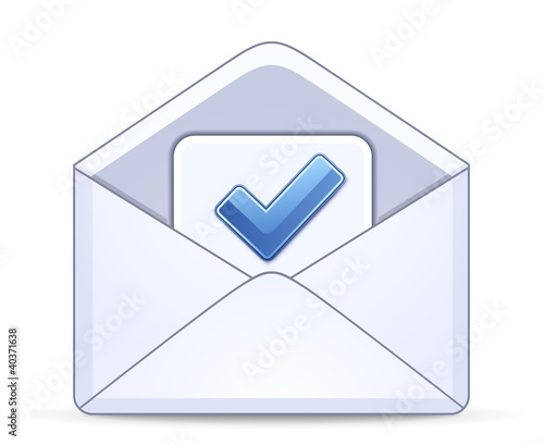 Open envelope with a blue check mark