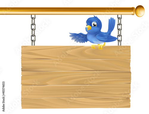 Cute bluebird hanging sign
