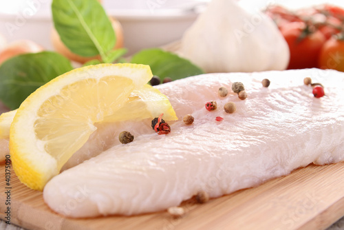 Canvas Print raw fish and ingredient