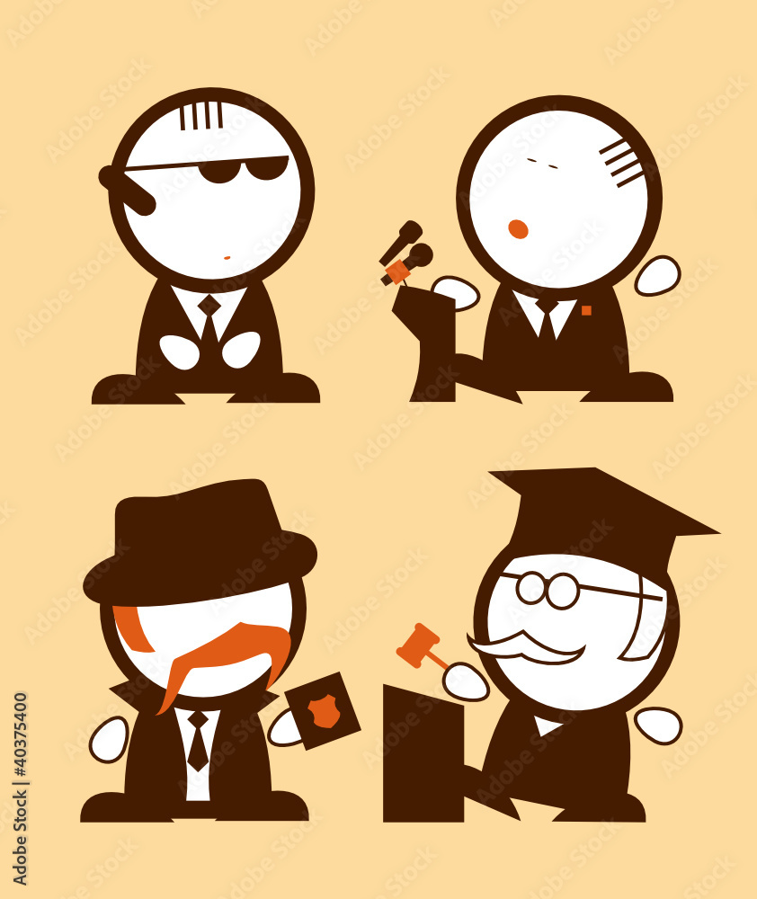 Set of politics and law profession funny peoples icons