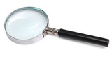 Magnifying glass over white