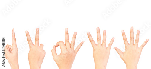 Collection of hands number symbol.