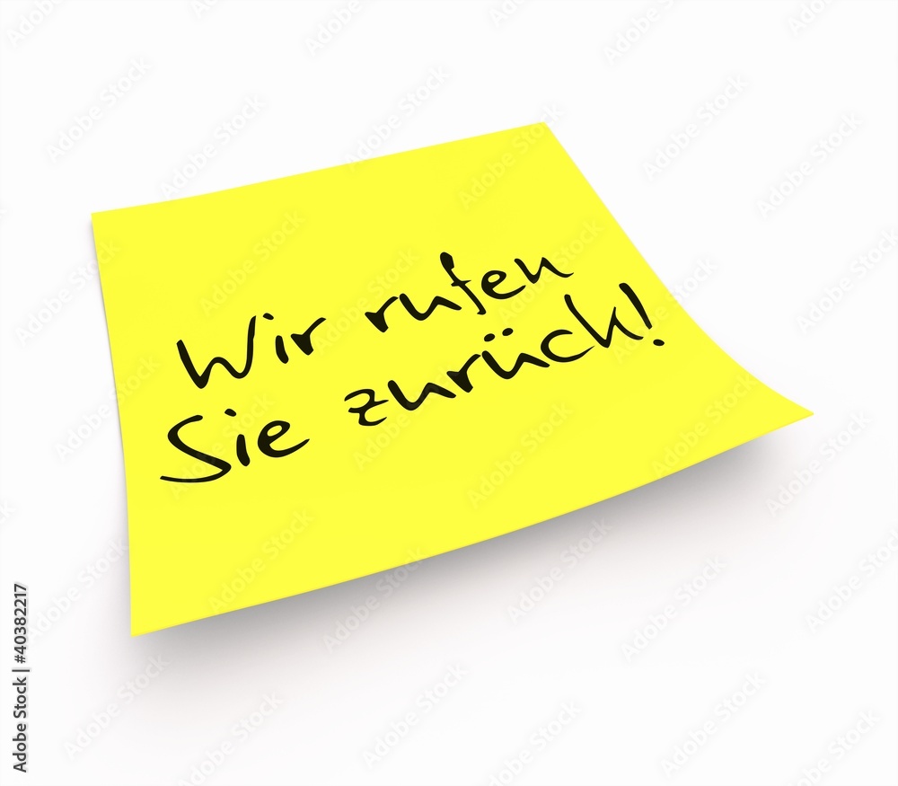 Notizzettel - Wir rufen Sie zurück! Notizzettel - Wir rufen Sie zurück!