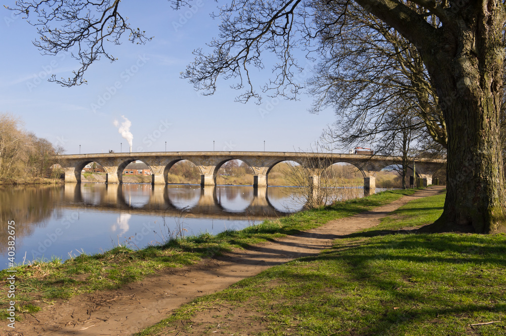 Hexham Bridge and riverside path