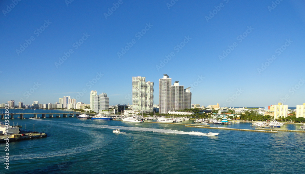 Panoramic view of Miami Beach from the Cruiseship Port Panoramic view of Miami Beach from the Cruiseship Port