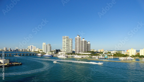 Panoramic view of Miami Beach from the Cruiseship Port