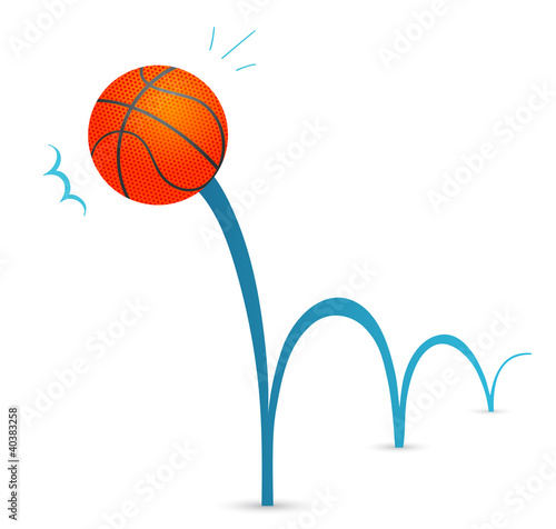 Tela Bouncing basketball ball cartoon illustration