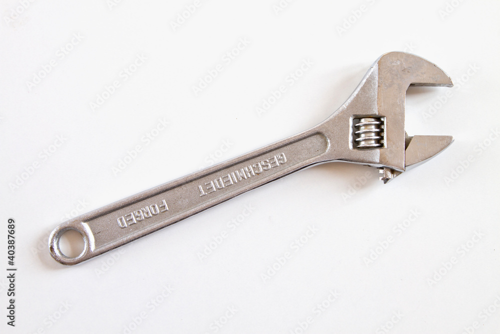 an adjustable spanner isolated on a white, clipping path an adjustable spanner isolated on a white, clipping path