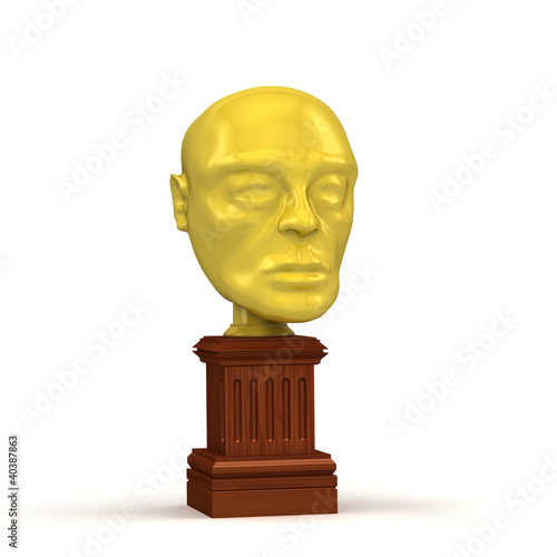 Golden head award isolated on the white background