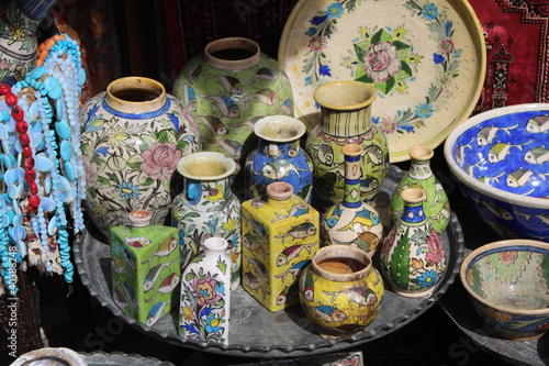 Colorful vases at the market