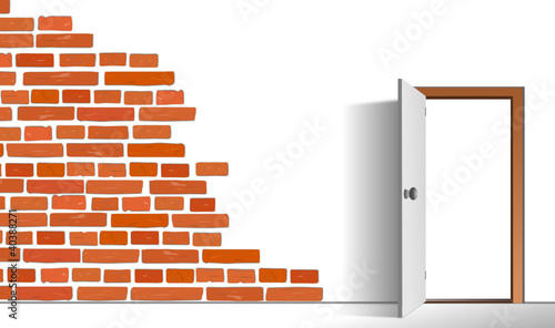 Tür mit Backsteinwand