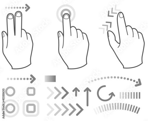 Touch screen gesture hand signs and icons