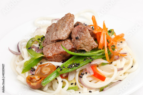 meat with vegetables and noodles