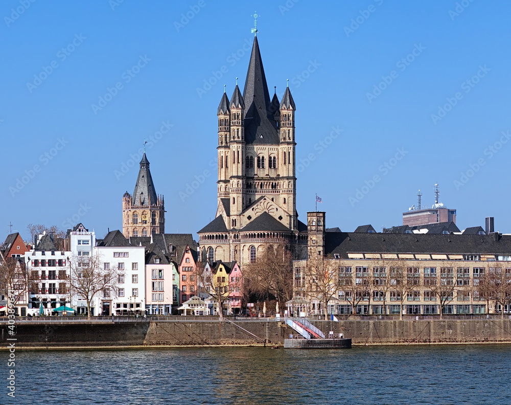 View on Great St. Martin Church in Cologne, Germany View on Great St. Martin Church in Cologne, Germany