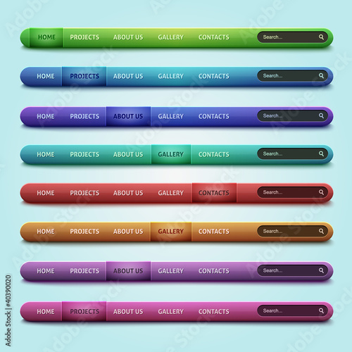 Set of 8 navigation bars for your website