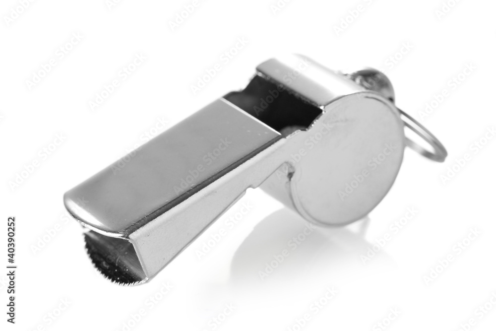 sport metal whistle isolated on white sport metal whistle isolated on white