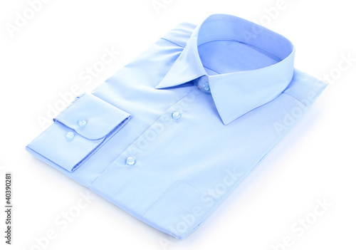 New blue man's shirt isolated on white