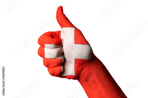 swiss national flag thumb up gesture for excellence and achievem #40391827