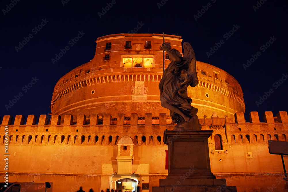 Rome, Saint Angelo castle at night