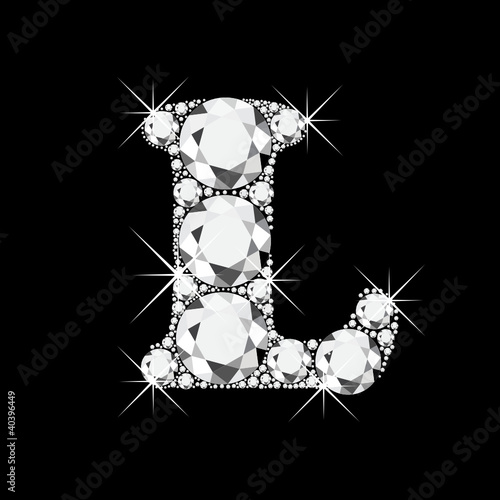 L letter with diamonds bling bling