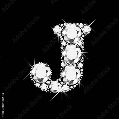 J letter with diamonds bling bling