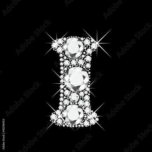 I letter with diamonds bling bling