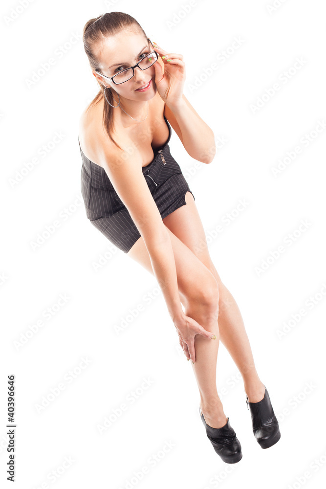 beautiful woman posing on a white background beautiful woman posing on a white background