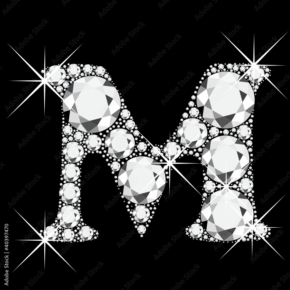 M letter with diamonds bling bling Stock Vector | Adobe Stock