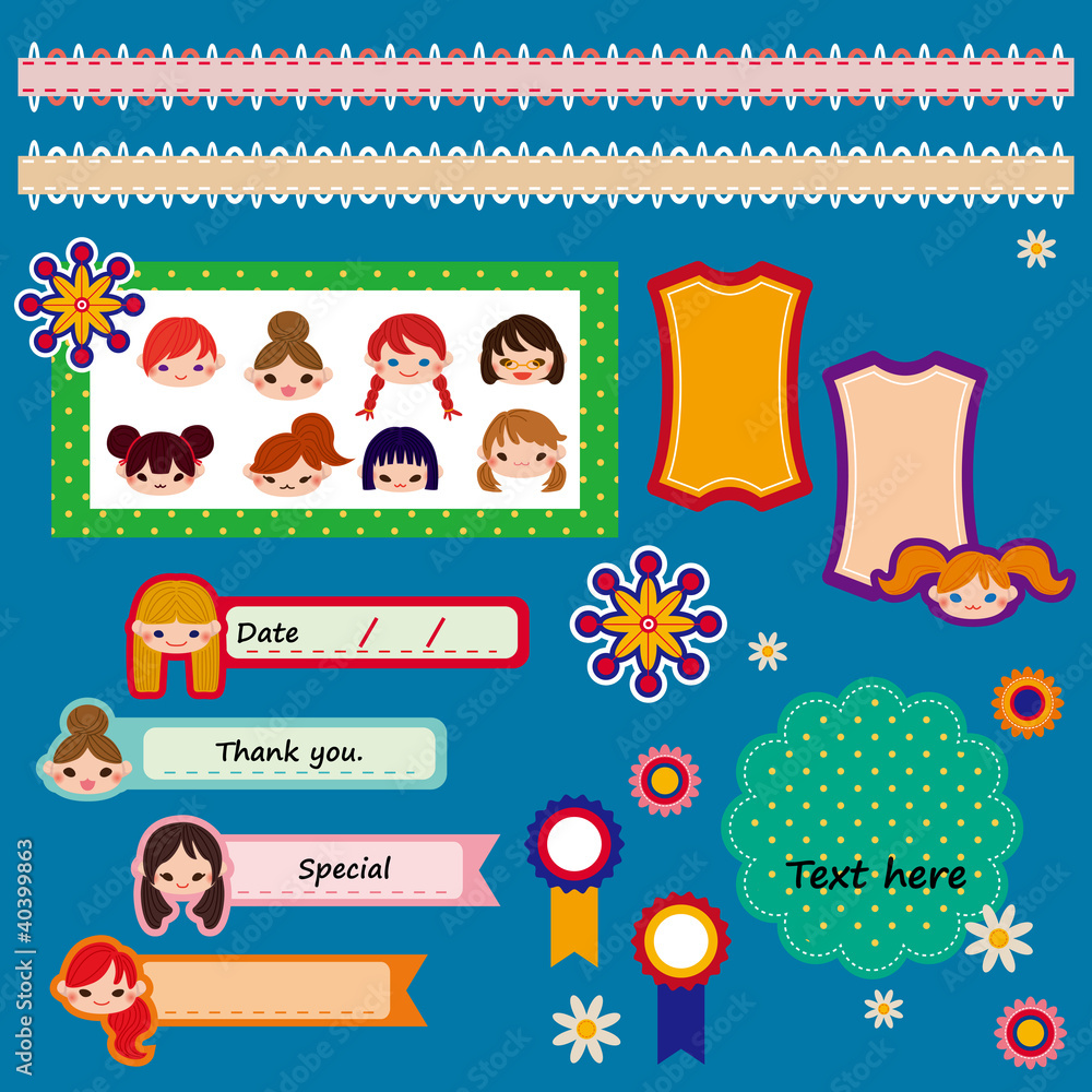 set of cute scrapbook elements. vector illustration set of cute scrapbook elements. vector illustration