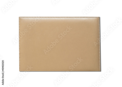 Leather note book on white background