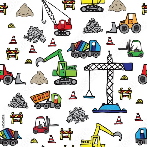 Construction site seamless pattern