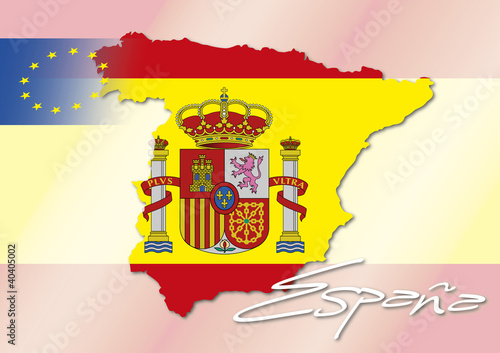 spain flag with map