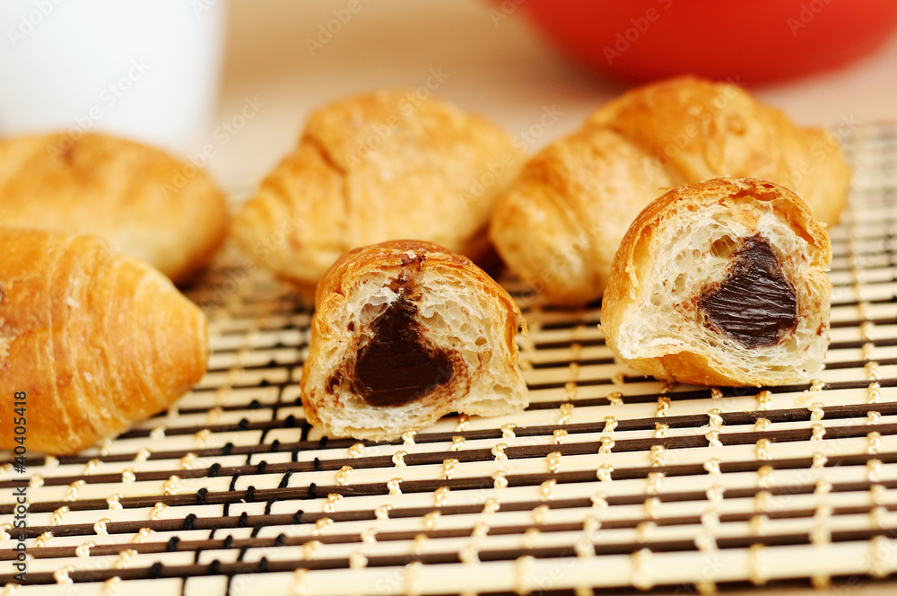 Mini croissants with chocolate filling Mini croissants with chocolate filling