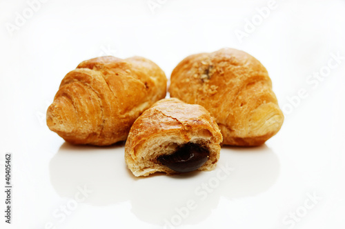 Mini croissants with chocolate filling