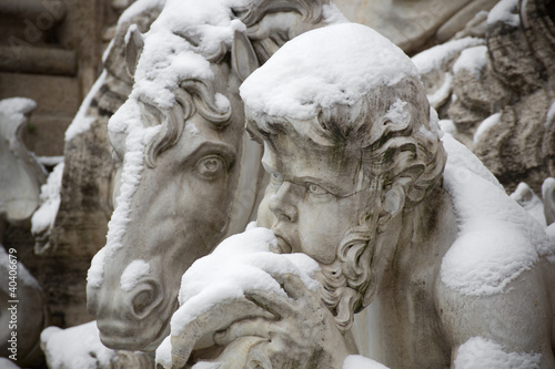 Detail of Trevi Fountain in Rome.