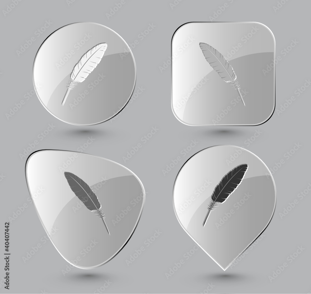 Feather. Glass buttons. Vector illustration. Feather. Glass buttons. Vector illustration.