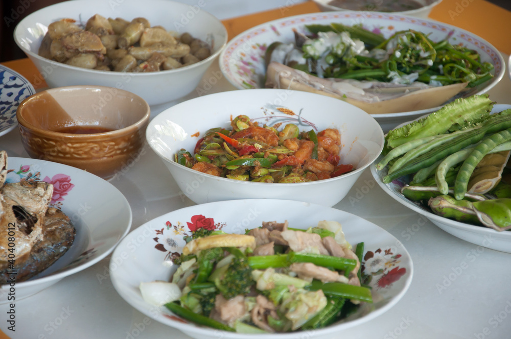 thai tradition southern food in dish on table thai tradition southern food in dish on table