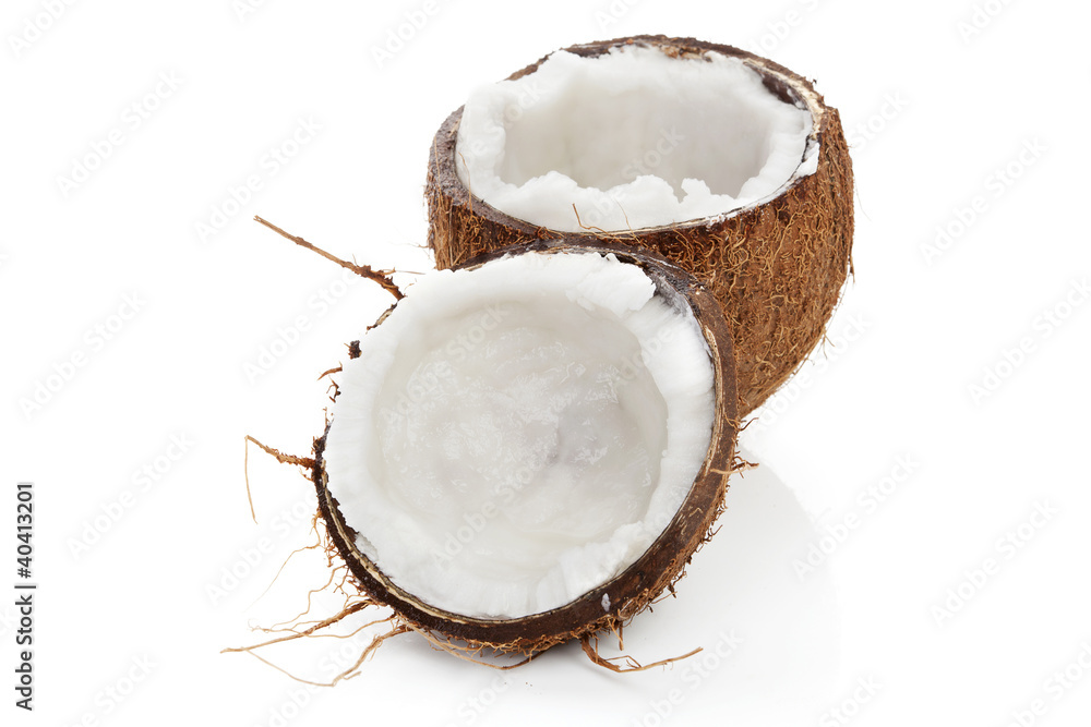 Open coconut isolated. Open coconut isolated.