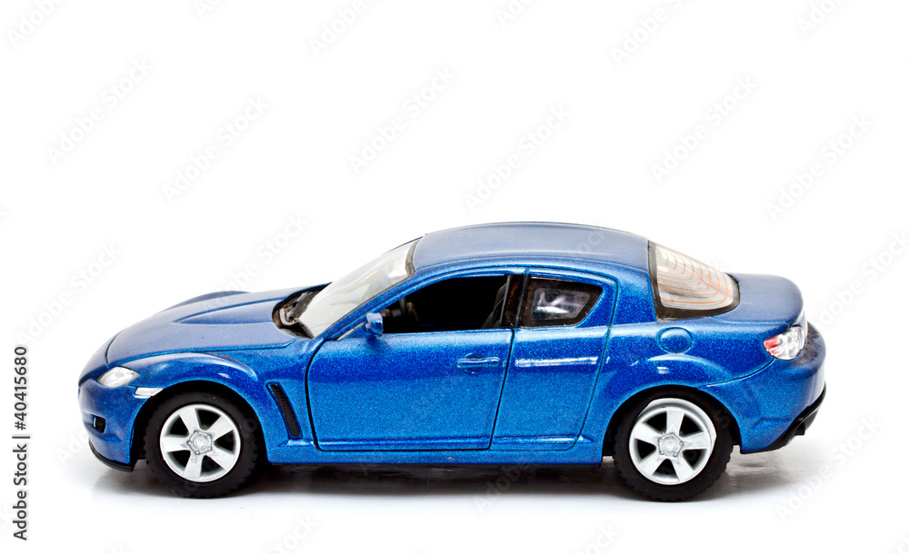 blue sport car model on white background