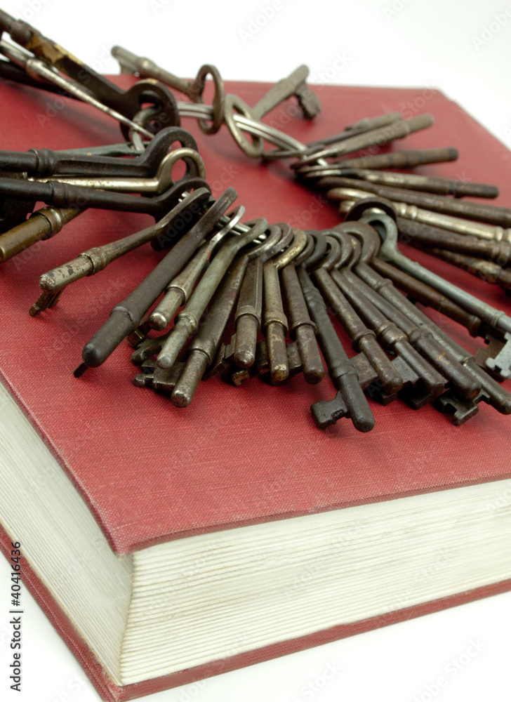 Antique Keys On A Red Book Antique Keys On A Red Book